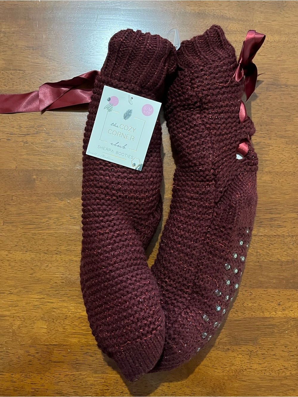 The Cozy Corner Women's Sherpa Bootie Slippers in Burgundy